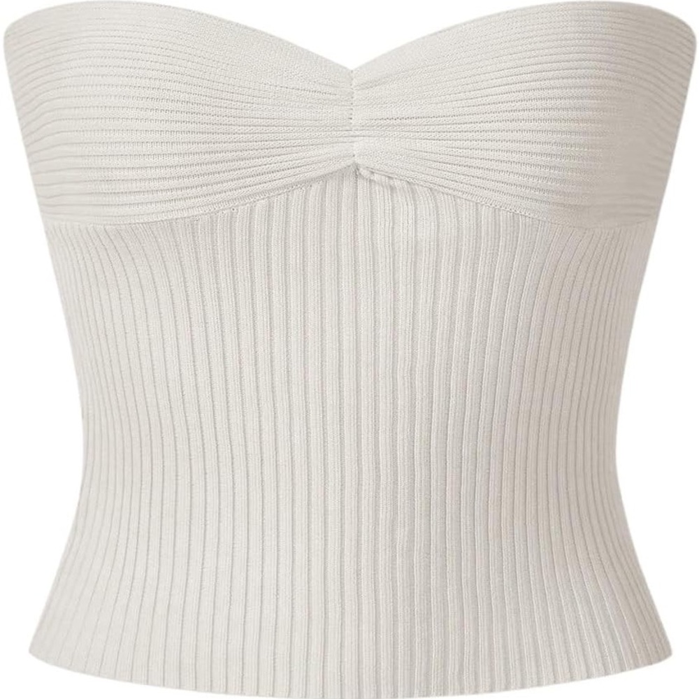 Cream Ribbed Crop Top